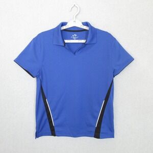 TRI MOUNTAIN PERFORMANCE Men's Polo Shirt Blue Short Sleeve Athletic Golf Size S